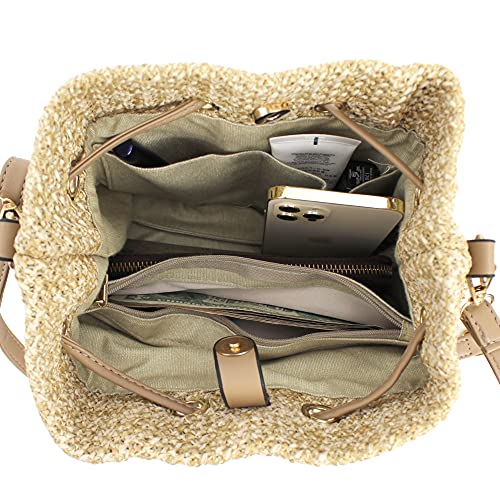 Goclothod Women Crochet Fringed Shoulder Bag Cotton Tassel Crossbody Bag Hippie Beach Purse - color: Fashion