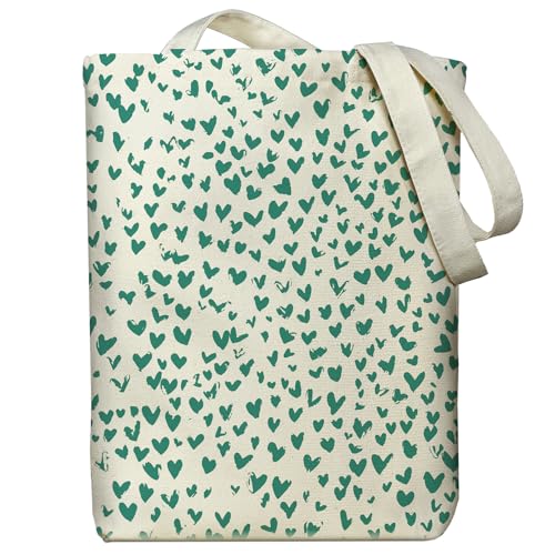 itgowisa Canvas Tote Bag for Women, Tote Bag with Zipper Inner Pocket, Zippered Canvas Bag for Shopping Work Grocery Everyday - style: Heart