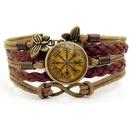 Viking Compass Protect Bracelet for Women Turquoise Charm Bracelets Viking Norse Jewelry for Women - color: C