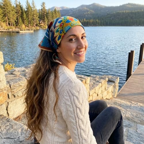 Women's Small 21 inch 100% Silk Scarf Bandana for Head Neck Hair | 100% Mulberry Silk Lightweight Designs Gift-Ready Packaging For Hair Fashion 21"x21" Printed - color: 203multicolor
