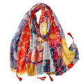 WaJuemy Travel Boho Scarf for Women Casual Lightweight Pashmina Scarves Fashion Multicolor Shawl Wraps with Fringed Beads - color: 01a Classic Boho