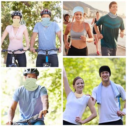 Geyoga 6 Pieces Summer UV Protection Cooling Neck Gaiter Face Clothing Neck Gaiter Mask Scarf Sunscreen Breathable Bandana - color: Light Color