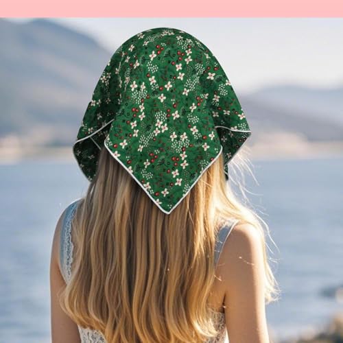Bandanas for Women Men 21"x21" Floral Headband Scarf Versatile Hair Bandana Square Head Scarf - color: Green Garden