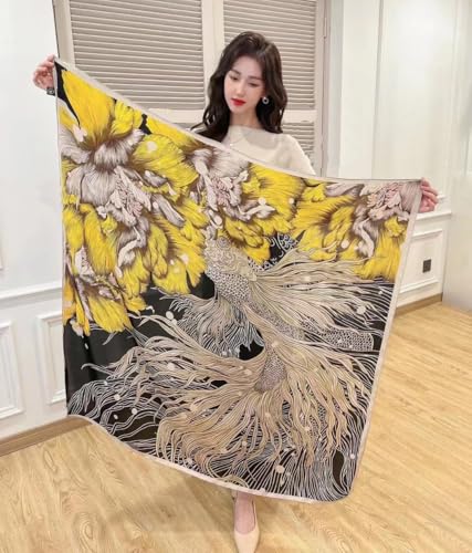 K-Elewon Large Square Scarf 43" Silk Scarf Fashion Scarves Silk Feeling Hair Wrapping Scarfs Night Sleeping Headscarf - color: Vb13