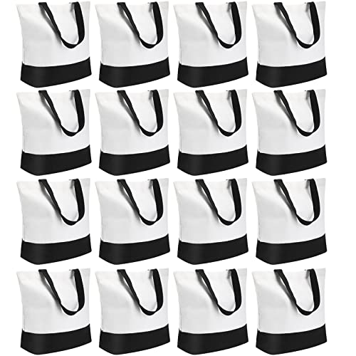 Reginary 16 Pack Canvas Tote Bags Set - Large Cotton Tote with Handle for Women's Kitchen & Grocery Use - DIY Gift - color: Black