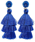 Tassel Earrings for Women - Colorful Layered Tassle Dangle Drop Earrings - color: Blue