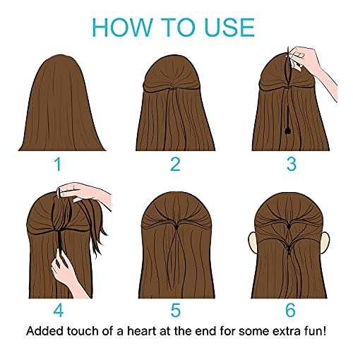 Hoyols 12pcs Quick Topsy Tail Hair Beader for Braiding Beads on Braids, Loop Threader and Braider for Kids Girls, Ponytail Hair Styling Maker Set of 12 - Black - color: 12pcs Black
