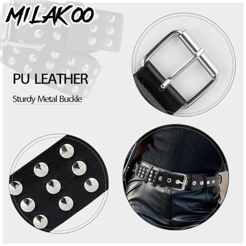 MILAKOO Punk Leather Waist Belt for Women Vintage Accessories for Hippie Skateboarding Enthusiasts - color: E