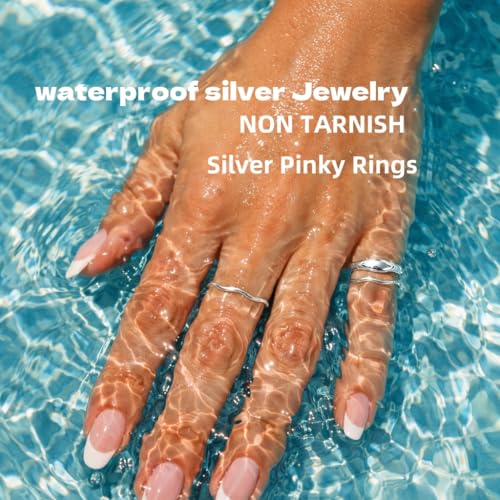 Gold Rings for Women Men Non Tarnish, Waterproof Chunky 14K Gold Plated Dainty Stackable Rings Trendy Statement Pinky Thumb Rings Engagement Eternity Wedding Band Ring Stacking Gold Jewelry Size 3 4 5 6 7 8 9 10 11 - color: Silver, size: 5.5
