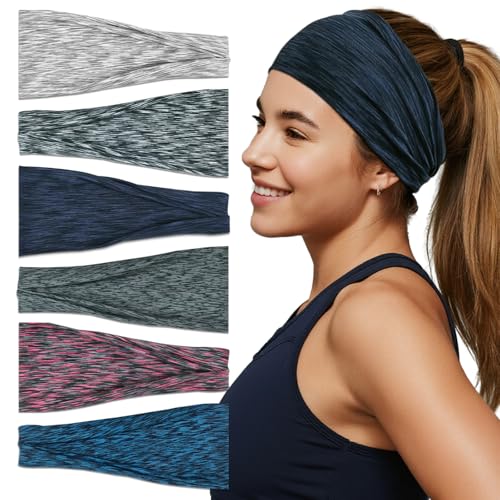 Sefiinh Headbands For Women Headband Elastic Soft Head Bands For Women's Hair Accessories Womens Fashion Yoga Fabric Hair Band Space Dye 6 Pcs - color: Space Dye