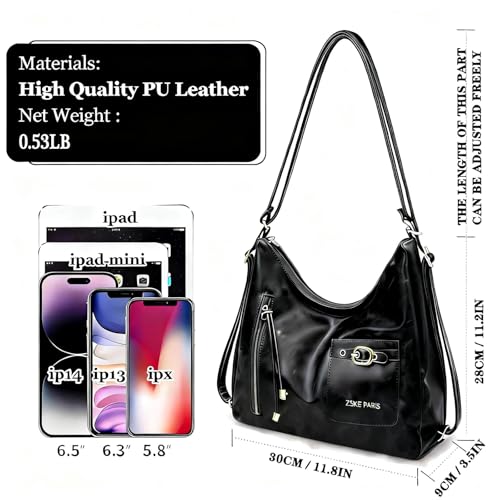 Y2K Trendy Purse for Women, Leather Buckle Punk Hobo Clutch Purses Bags for Ladies Top Handle Shoulder Bag - color: Bigblack