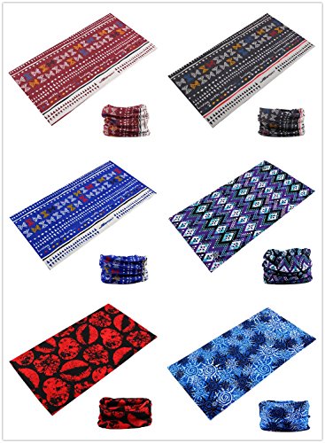 KINREE 6PCS Outdoor Magic Scarf, Elastic Headbands, Headscarves, Headwear, Mask - color: Retro Style
