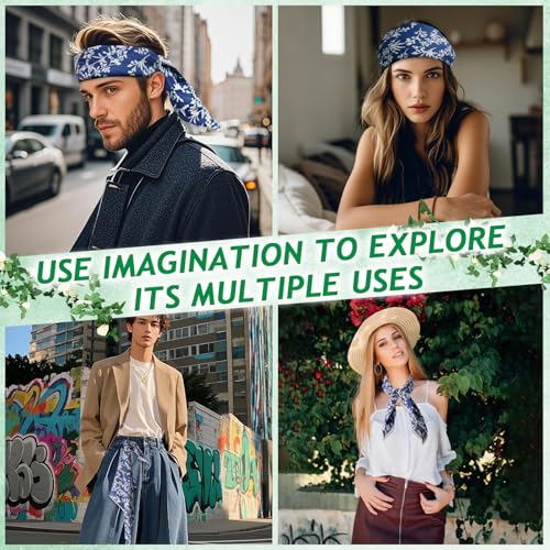 Large Cotton Bandanas for Women, 27 x 27 inch Hair Neck Scarf, Headband Square Scarf - color: Ocean Breeze