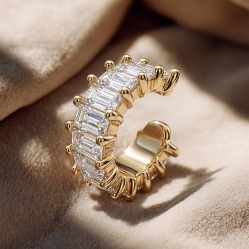 MEVECCO Ear Cuff Non Piercing for Women 18K Gold Plated Dainty Ear Cuff Earring Stacks Cartilage Clip On Wrap Huggie Minimalist Fake Piercings Open Hoops Jewelry Gifts - style: white