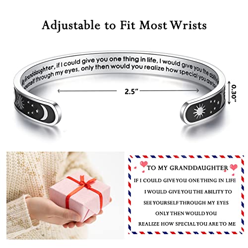 TONY & SANDY Inspirational Bracelets for Women Teen Girls Personalized Gifts for Daughter Granddaughter Mom Sister Friends Stainless Steel Engraved Cuff Birthday Easter Christmas - style: A - Granddaughter Gifts - If I could give you one thing in life...h