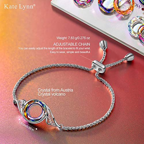 Kate Lynn Rise From the Ashes Phoenix Bracelet Made with Crystals from Austria, Adjustable Slider Bracelet for Women, Packaged with Jewelry Box, Birthday Gift for Women, Symbol of Luck and Renewal - color: Volcano