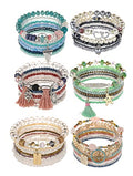 6 sets Bohemian Multilayer tassels bracelet Handmade Wrap Bracelets Bangle Jewelry Bracelets for Women - color: JA6-5