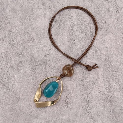 Jeilwiy Leather Necklace for Women Funky Necklace Choker String Cord Necklace with Pendant Boho Style Jewelry - style: Twisted Pendant with Stone