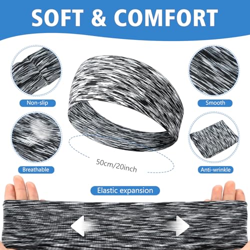 18 Pcs Sports Sweatbands for Men Women Camo Headbands Workout Non Slip Headbands Breathable Head Band Fitness Stretchy Unisex Hairband for Yoga Running Cycling Ball - color: Space Tie Dye
