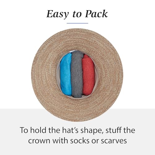 Wallaroo Hat Company Women's Victoria Fedora – UPF 50+ UV Protection, Wide Brim, Packable & Adjustable Sun Hat - color: Mixed Camel, size: Large-X-Large