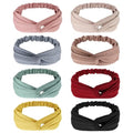 AQOKKA Elastic Knotted Headbands for Women Wheat Pattern Cloth Head Hair Bands for Women's Hair Non Slip Boho Wrap Twisted Hair Accessories - color: 8 Pack Cross Wheat-pattern Elastic Band DD
