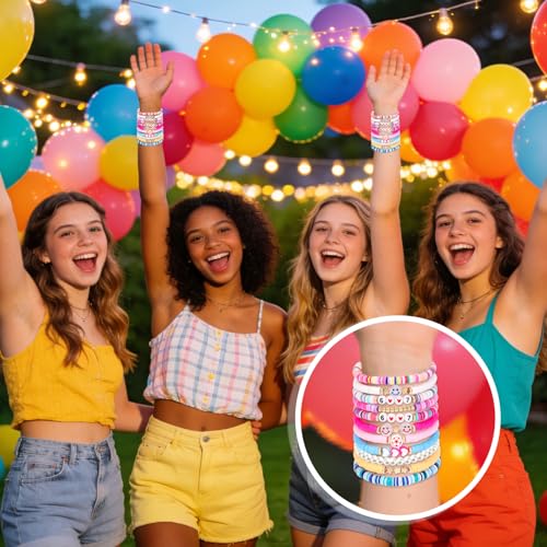 HWING Friendship Bracelets for Women, Boho Matching Couple Bracelets, Preppy Rainbow Beaded Bracelet Cute Graduation Christmas Birthday Gifts for Women Her Friends Girlfriend