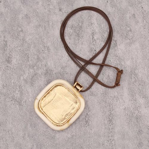 Leather Necklace for Women Long Boho Necklace Bohemian Choker Vintage Necklace Braided Boho Jewelry with Adjustable Brown Leather Cord - color: Ethnic Boho Necklace