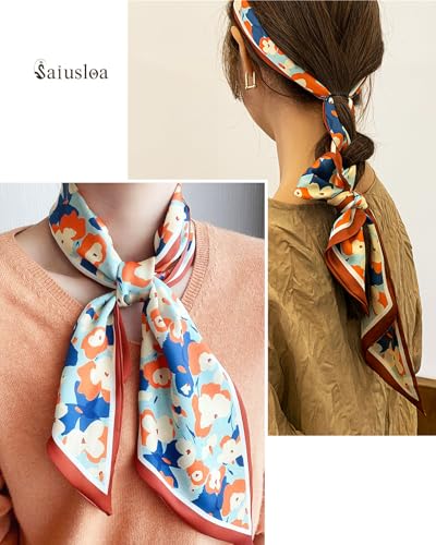 Purse Scarf For Handbags Head Scarves For Women's Hair Bags Scarfs Long Skinny Scarves Fashion Silky - color: A25-orange Graffiti