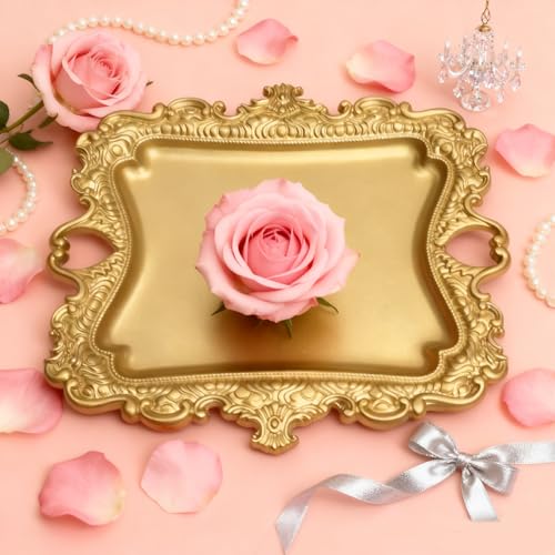 khtumeware 1 Pack Vintage Gold Jewelry Dish Brushed Gold Jewelry Trays ideal for holding jewelry rings and small trinkets. - color: Brushed Gold