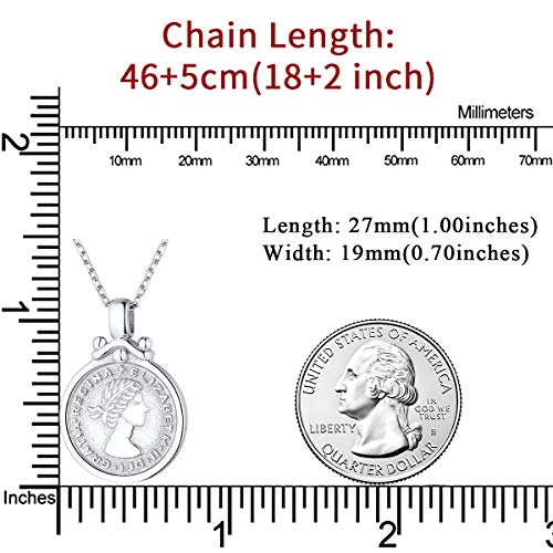 ChicSilver Coin Necklace Sterling Silver Vintage Round Circle Disc Dainty Coin Pendant Necklaces for Women - color: Style B - Silver