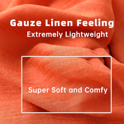 Harewom Lightweight Gauze Linen Feeling Shawl Wraps for Women Beach Summer Scarf for Evening Wedding Dresses - color: Shawl Wraps - Orange