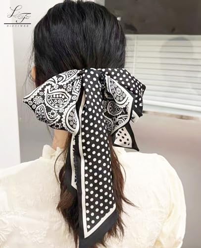 Hioyiwse Head Scarf Hair Neck Scarves For Women Purse Bag Scarfs For Handbags Silky Long Thin Satin Headscarf Fashion - color: B10-black Four