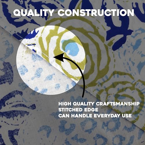 AVKA Studio 100% Cotton Bandanas for Women & Men, 2 Pack 20x20 Inch, 22x22 inch Hand Printed, Lightweight Cotton Handkerchief - color: White Blue & Green, size: 22 x 22 Inches Large