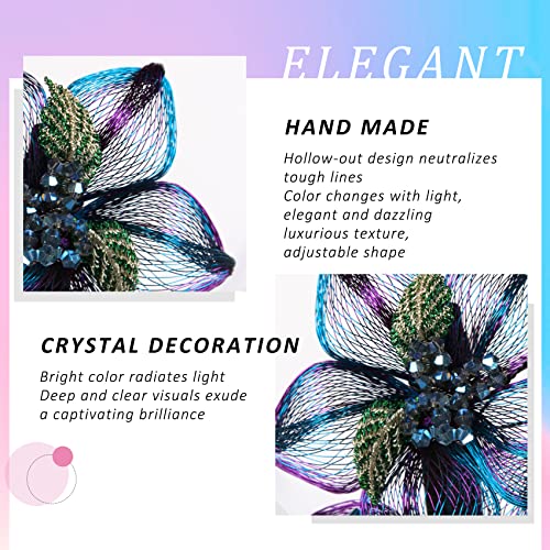Mistofu 3.93Inch DIY Copper Wire Metal Hand-woven High-level design Barrettes Elegant Hair Accessories, Gifts for Women Girls (Gradient double flower) - color: Gradient double flower