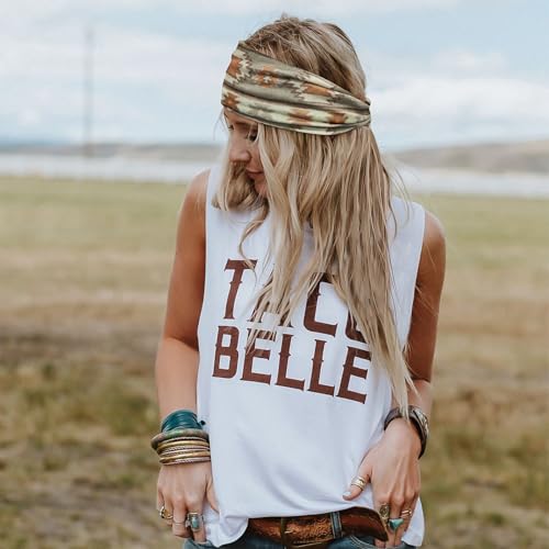 FULZTEY Boho Wide Headbands for Women Vintage Floral Head Bands Large African Bandana Hairbands Non Slip Yoga Workout Sweat Headwraps Cotton Thick Turban Fashion Hair Accessories 4Pcs - color: Style 115