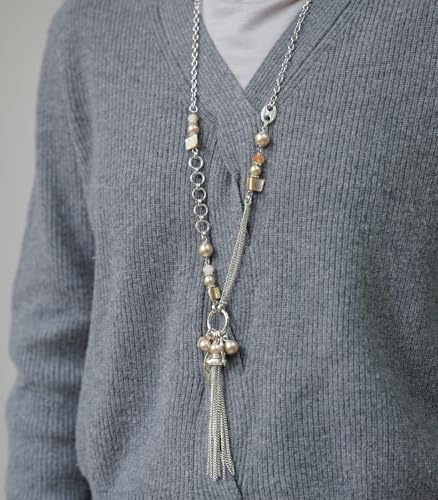 FULU AUTUMN Long Necklaces for Women Trendy Long Chunky Beaded Necklace Boho Fashion Costume Jewelry Mothers Day Gifts for Her - color: 95-Champagne
