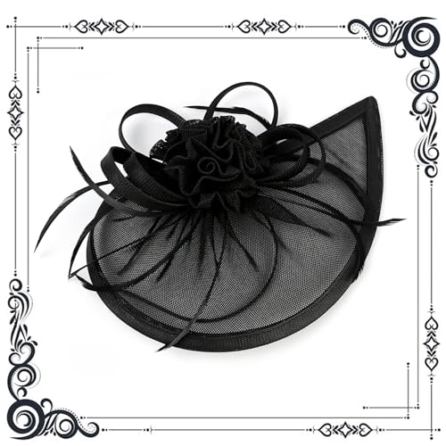 dressfan Fascinator Hat Headpiece Womens Vintage 20s 50s Headband for Derby/Wedding/Cocktail/Wedding/Tea Party - color: Black