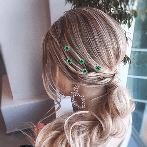 QIUTIMIY 20 Pack (Violet) Crystal Flower Hair Pins Rhinestone Hair Clips for Bridal Wedding Women Hair Jewelry Accessories, with Clear Container - color: Crystal Flower-Violet