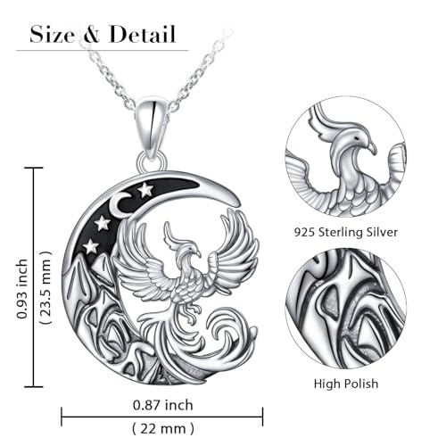 925 Sterling Silver Animal Necklaces Lion/Cat/Phoenix/Bunny/Koalas Necklace Adjustable Chain Animal Lover Pendant Jewelry for Women Men - style: Phoenix