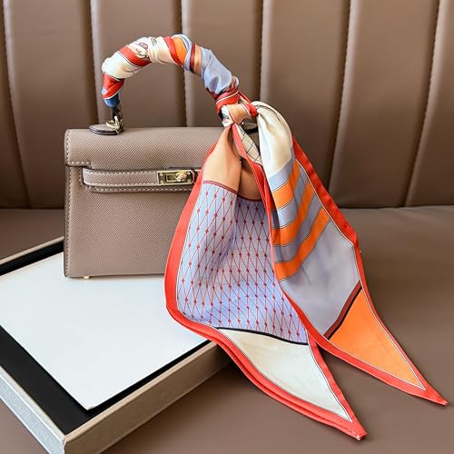 Hair Scarf for Women - 53"x5.3" Purse Scarf, Extra Long Satin Wrap, Versatile Belt & Boho Neck Accessory - color: Beige Horse