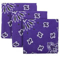 Bandana 3-Pack - Made in USA For 70 Years - Sold by Vets - 100% Cotton - Sewn Edges - color: Purple 3 Pack