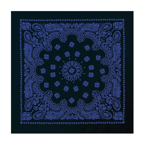 Rothco Trainmen Paisley Bandana 27” x 27” Extra‑Large 100% Cotton Head Wrap Scarf Multi‑Use - color: Black/Blue