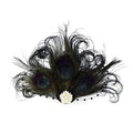 Fascinator Peacock Feather Hair Clips Flapper Headband Art Deco 20's Accessories for Women - color: 05black