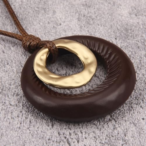 Leather Necklace for Women Long Boho Necklace Bohemian Choker Vintage Necklace Braided Boho Jewelry with Adjustable Brown Leather Cord - color: Boho Vintage Necklaces