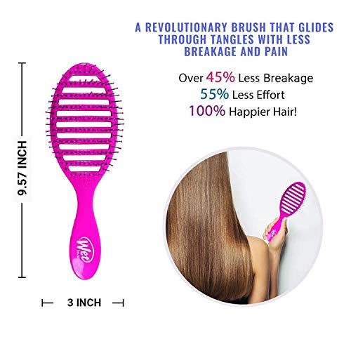 Wet Brush Speed Dry Detangler (Pink)- Ergonomic, Heat Flex Bristles, Blow Dry, Detangling Knots, Snag-Free, Anti-Static Brush for All Hair Type (Pack of 2) - color: Pink, size: 1 Count (Pack of 2)