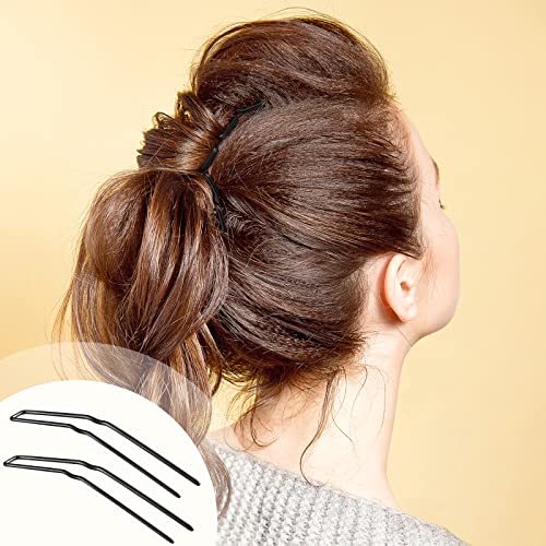 Waydress 36 Pieces U Shaped Hairpins Ballet Buns Bobby Pins U Hair Styling Metal U Bun Hairpins for Updo Bun Bobby Pins for Women Lady Thick Thin Long Curly Hair (Black, 3 Inches) - color: Black, size: 3 Inch