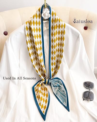 Purse Scarf For Handbags Head Scarves For Women's Hair Bags Scarfs Long Skinny Scarves Fashion Silky - color: A13-yellow-green Building