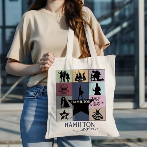Canvas Tote Bag Aesthetic for Women,Reusable Canvas Cute Shoulder Bag for Grocery, Shopping, Beach & Daily Use - color: In My Hamilton Era