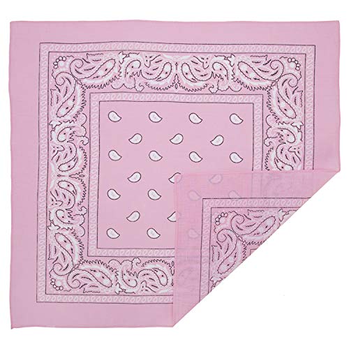 Light Pink Paisley Bandana - Single Piece 22x22