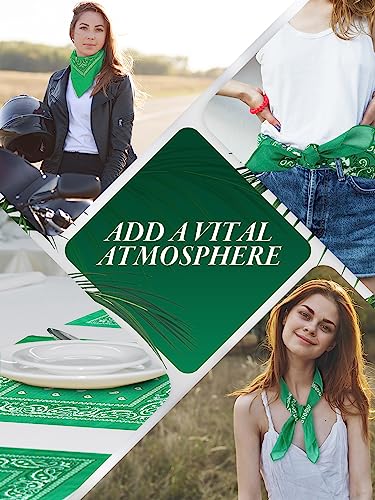 Unittype 36 Pieces Paisley Bandana Cowboy Bandanas Sports Novelty Headband Square Scarf Outdoor for Western Party Costume - color: Grass Green, style: Simple Style
